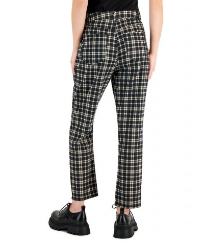 Women's Plaid Cinched-Waist Mom Jeans Bear Plaid $11.70 Jeans