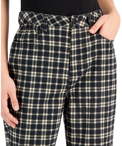 Women's Plaid Cinched-Waist Mom Jeans Bear Plaid $11.70 Jeans