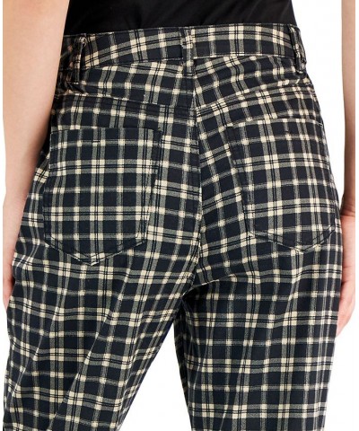 Women's Plaid Cinched-Waist Mom Jeans Bear Plaid $11.70 Jeans