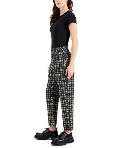 Women's Plaid Cinched-Waist Mom Jeans Bear Plaid $11.70 Jeans