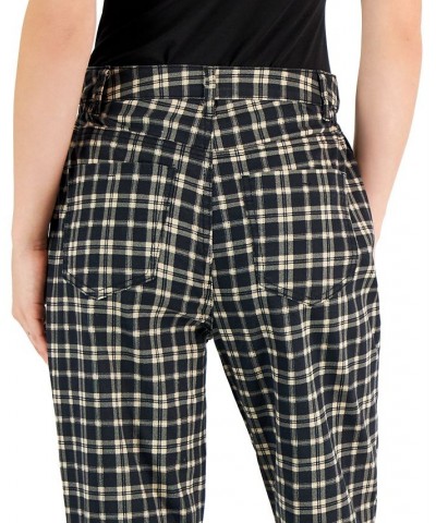 Women's Plaid Cinched-Waist Mom Jeans Bear Plaid $11.70 Jeans