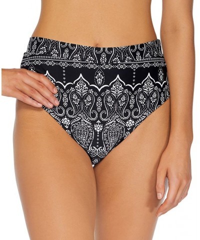 Juniors' Seashell Printed Tie-Front Bikini Top & High-Waist Bikini Bottoms Black/White $30.24 Swimsuits