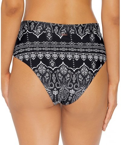 Juniors' Seashell Printed Tie-Front Bikini Top & High-Waist Bikini Bottoms Black/White $30.24 Swimsuits