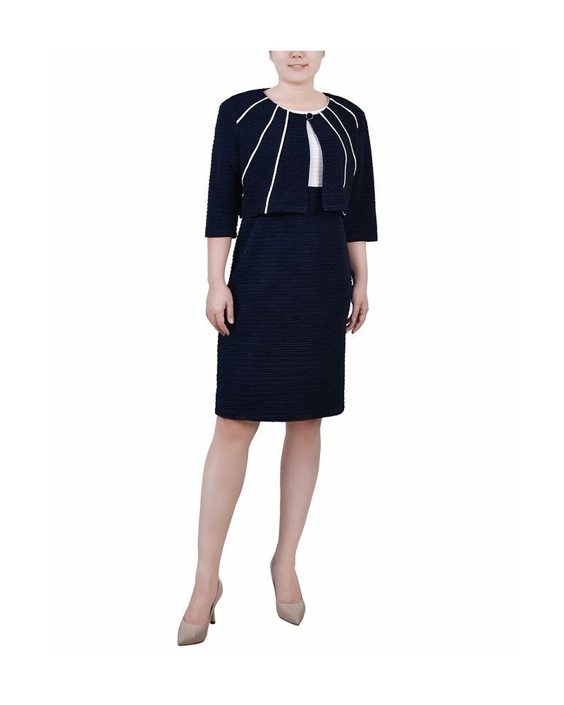 Petite Two Piece Jacket and Dress Set Navy Blazer $15.87 Dresses