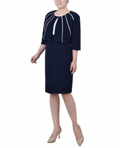 Petite Two Piece Jacket and Dress Set Navy Blazer $15.87 Dresses