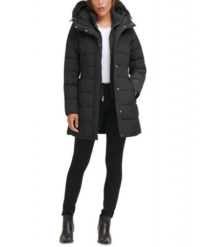 Women's Hooded Down Puffer Coat Black $54.40 Coats