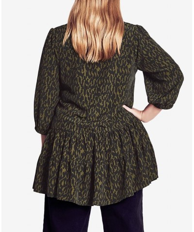 Trendy Plus Size Animal Tunic Top Khaki Geo Animal $36.34 Tops