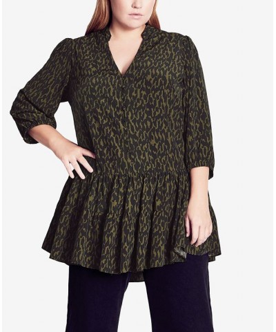 Trendy Plus Size Animal Tunic Top Khaki Geo Animal $36.34 Tops