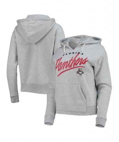 Women's Heathered Gray Florida Panthers Cross Script Kennedy V-Neck Pullover Hoodie Gray $31.71 Sweatshirts
