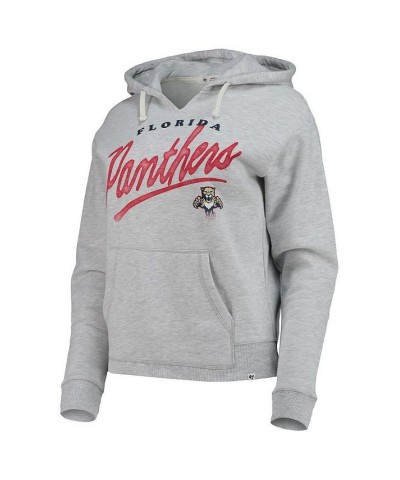 Women's Heathered Gray Florida Panthers Cross Script Kennedy V-Neck Pullover Hoodie Gray $31.71 Sweatshirts