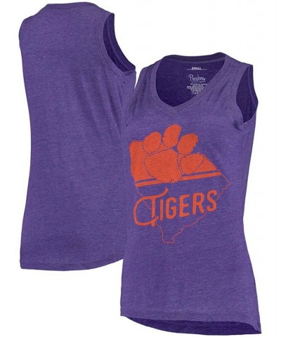 Women's Purple Clemson Tigers Ferris Melange V-Neck Tank Top Purple $19.94 Tops