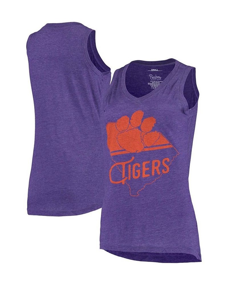 Women's Purple Clemson Tigers Ferris Melange V-Neck Tank Top Purple $19.94 Tops