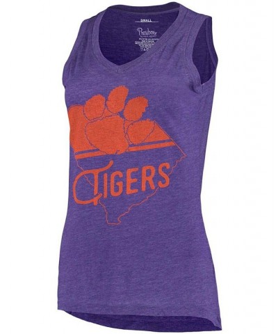 Women's Purple Clemson Tigers Ferris Melange V-Neck Tank Top Purple $19.94 Tops