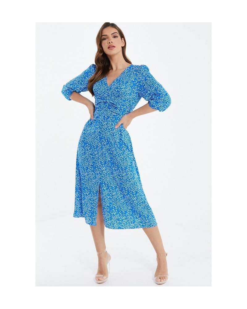 Women's Ply Non Animal Midi Dress Blue $37.40 Dresses