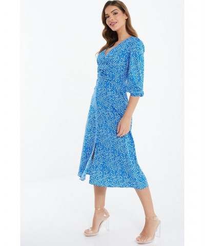 Women's Ply Non Animal Midi Dress Blue $37.40 Dresses