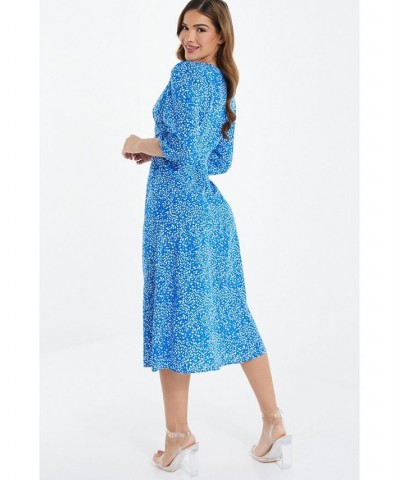 Women's Ply Non Animal Midi Dress Blue $37.40 Dresses