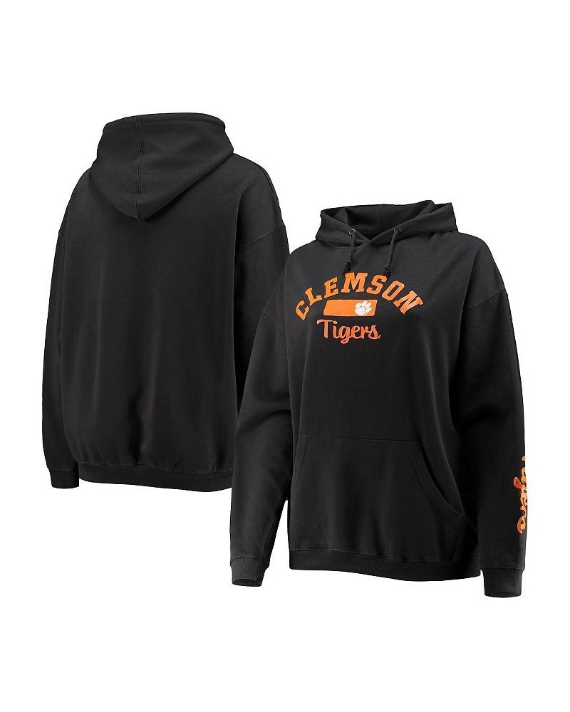 Women's Black Clemson Tigers Rock n Roll Super Oversized Pullover Hoodie Black $32.80 Sweatshirts