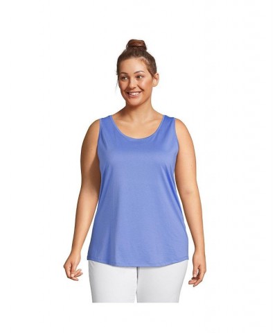 Women's Plus Size Supima Cotton Scoop Neck Tunic Tank Top Chicory blue $20.19 Tops