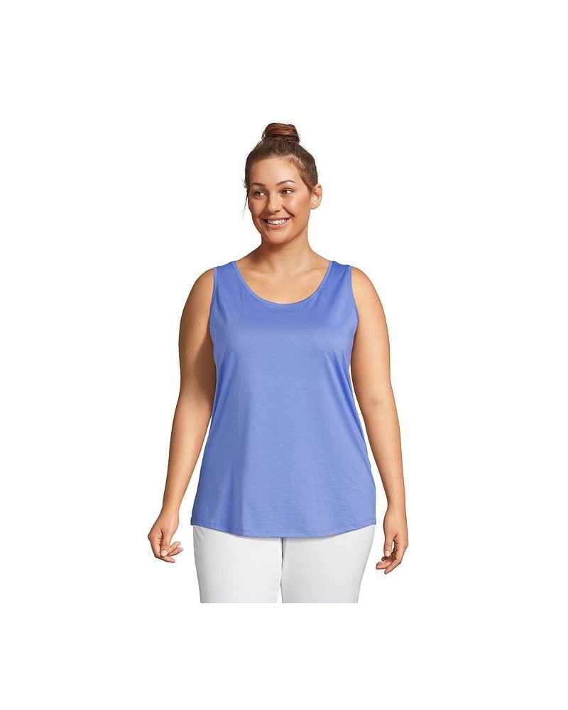 Women's Plus Size Supima Cotton Scoop Neck Tunic Tank Top Chicory blue $20.19 Tops