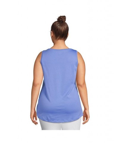 Women's Plus Size Supima Cotton Scoop Neck Tunic Tank Top Chicory blue $20.19 Tops