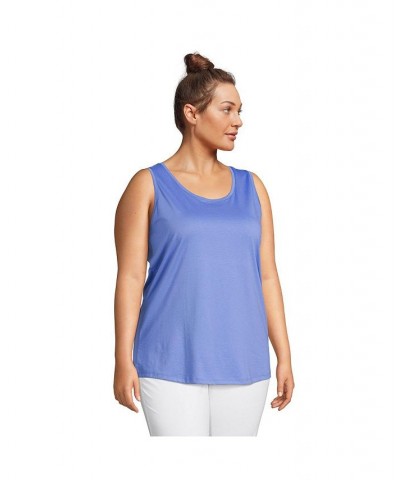 Women's Plus Size Supima Cotton Scoop Neck Tunic Tank Top Chicory blue $20.19 Tops