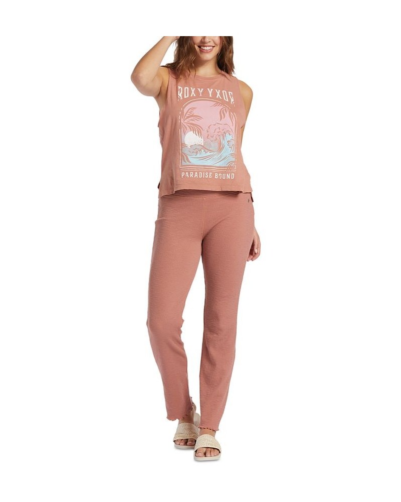 Juniors' Zuma Ribbed Knit Flare Pants Pink $30.08 Pants