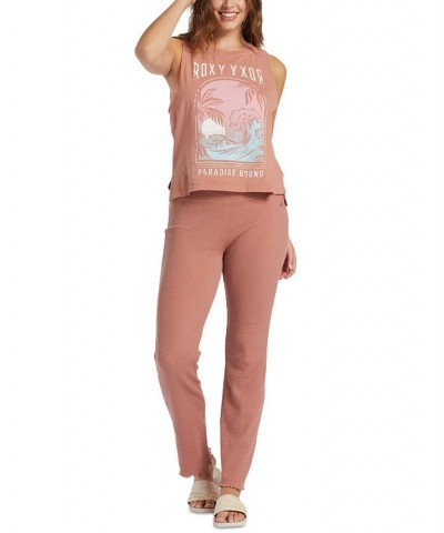 Juniors' Zuma Ribbed Knit Flare Pants Pink $30.08 Pants