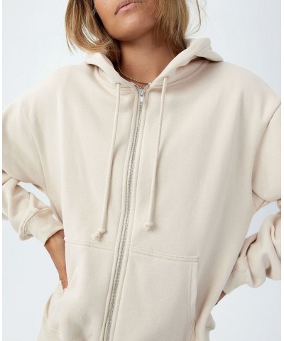 Women's Classic Zip-Through Hoodie Top Tan/Beige $24.00 Sweatshirts