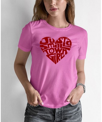Women's Word Art Just a Small Town Girl T-shirt Pink $17.84 Tops
