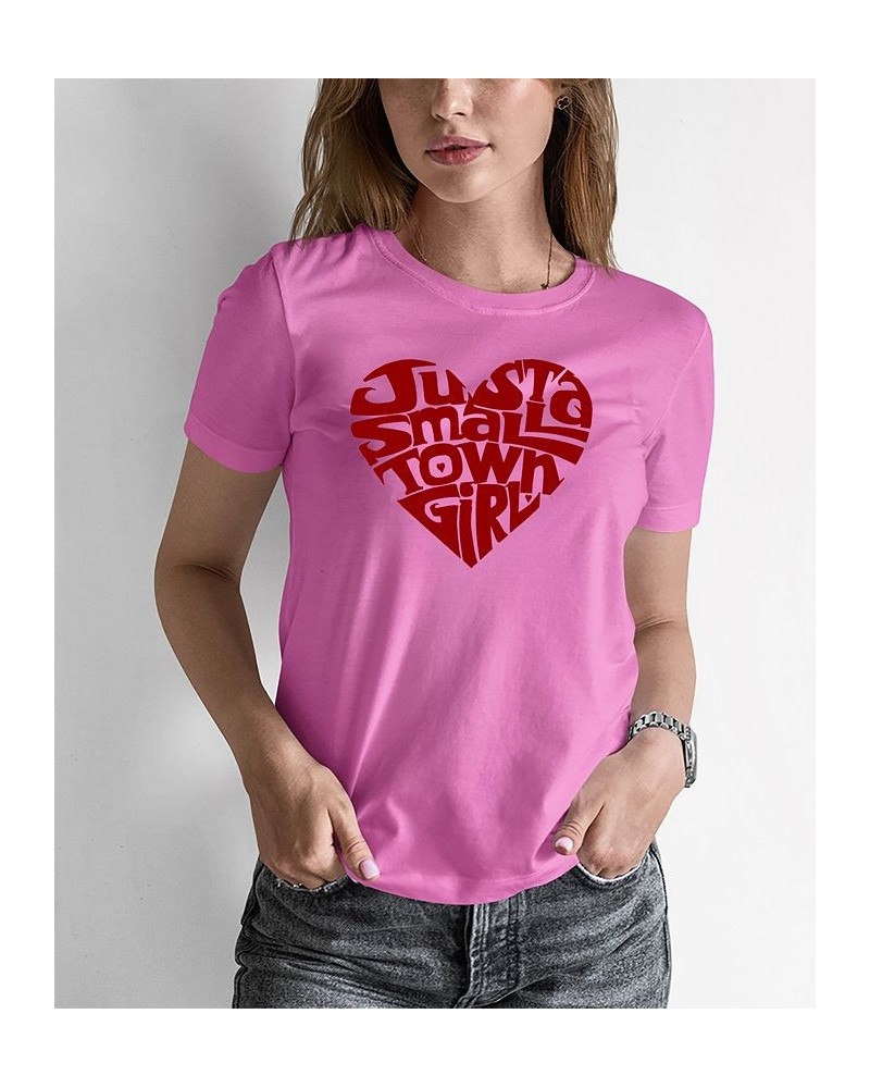 Women's Word Art Just a Small Town Girl T-shirt Pink $17.84 Tops