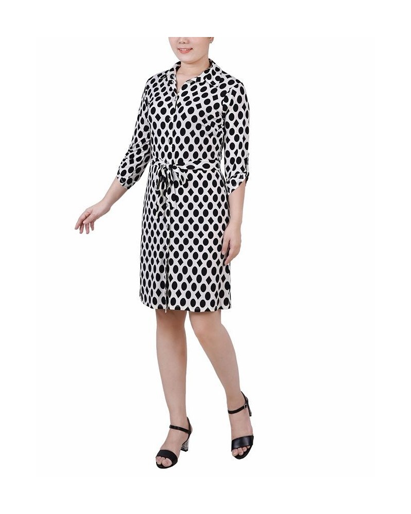 Women's 3/4 Sleeve Tie-Waist Shirtdress Circles and Diamonds $34.56 Dresses