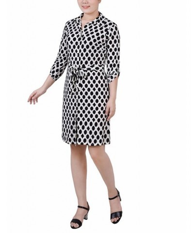 Women's 3/4 Sleeve Tie-Waist Shirtdress Circles and Diamonds $34.56 Dresses