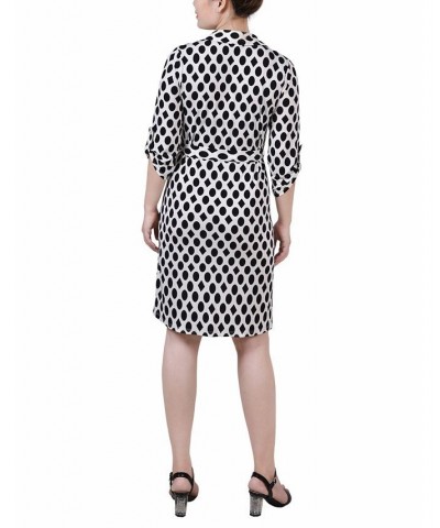 Women's 3/4 Sleeve Tie-Waist Shirtdress Circles and Diamonds $34.56 Dresses