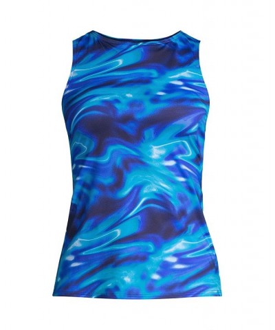 Women's Long High Neck UPF 50 Sun Protection Modest Tankini Swimsuit Top Electric blue multi/swirl $40.65 Swimsuits