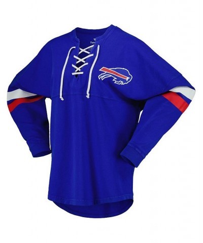 Women's Branded Royal Buffalo Bills Spirit Jersey Lace-Up V-Neck Long Sleeve T-shirt Royal $41.81 Tops