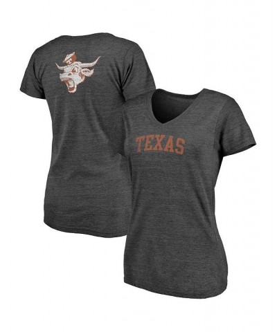 Women's Branded Heathered Charcoal Texas Longhorns Slab Serif 2-Hit V-Neck Tri-Blend T-shirt Heathered Charcoal $20.70 Tops