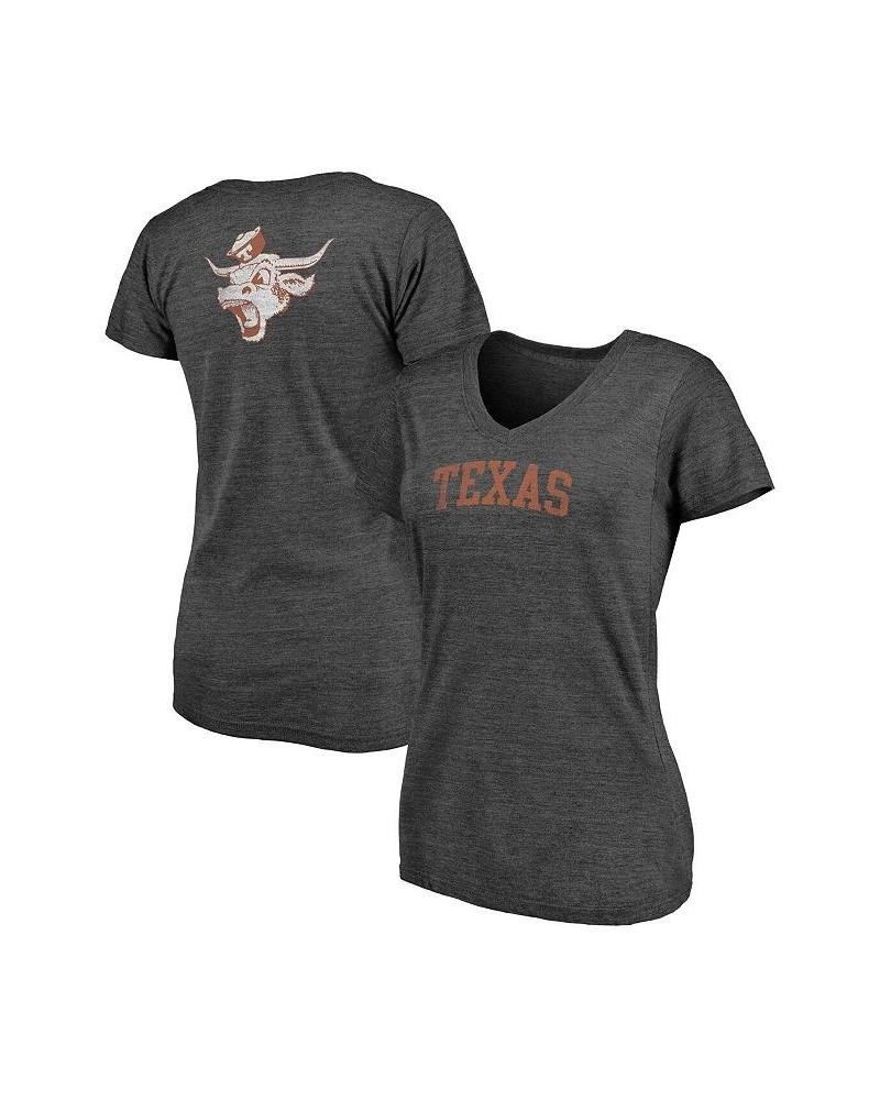 Women's Branded Heathered Charcoal Texas Longhorns Slab Serif 2-Hit V-Neck Tri-Blend T-shirt Heathered Charcoal $20.70 Tops