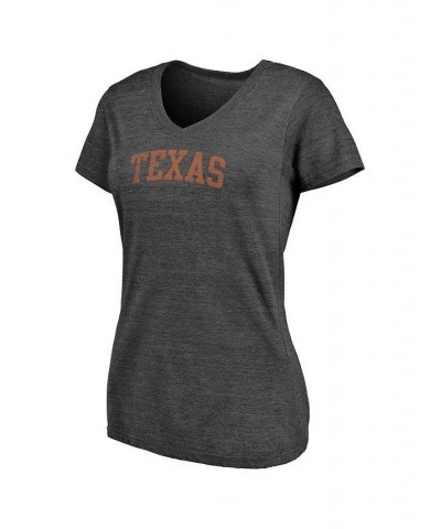 Women's Branded Heathered Charcoal Texas Longhorns Slab Serif 2-Hit V-Neck Tri-Blend T-shirt Heathered Charcoal $20.70 Tops