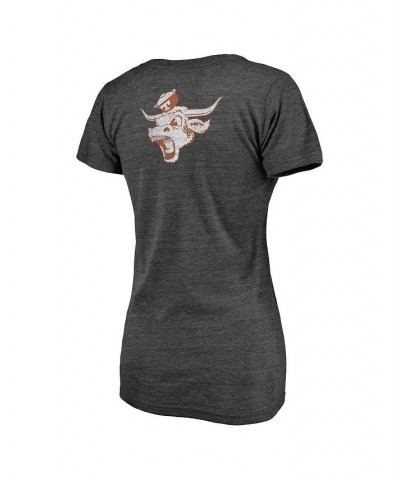 Women's Branded Heathered Charcoal Texas Longhorns Slab Serif 2-Hit V-Neck Tri-Blend T-shirt Heathered Charcoal $20.70 Tops