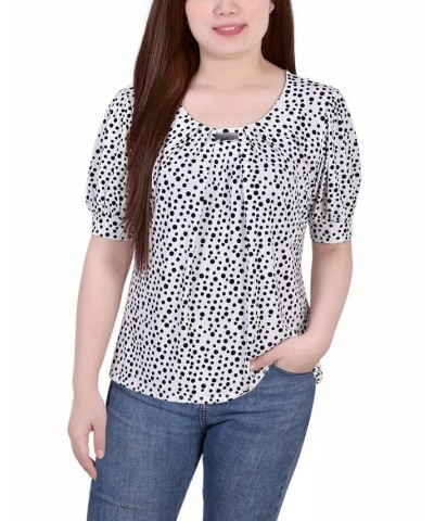 Women's Missy Short Sleeve Balloon Sleeve Top Pristine White Icemoon $17.36 Tops