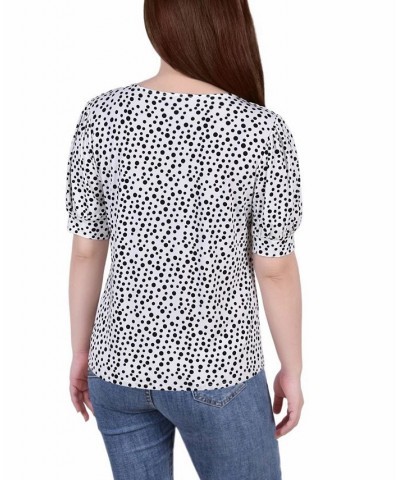 Women's Missy Short Sleeve Balloon Sleeve Top Pristine White Icemoon $17.36 Tops