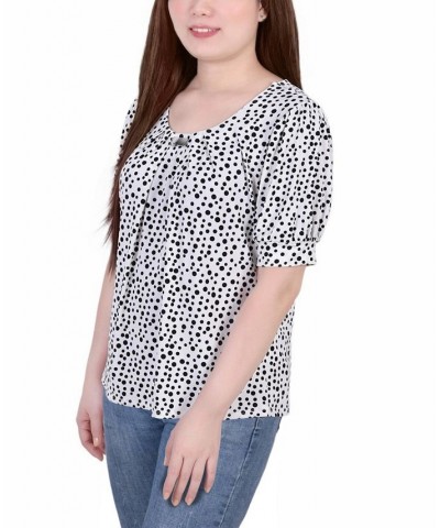 Women's Missy Short Sleeve Balloon Sleeve Top Pristine White Icemoon $17.36 Tops