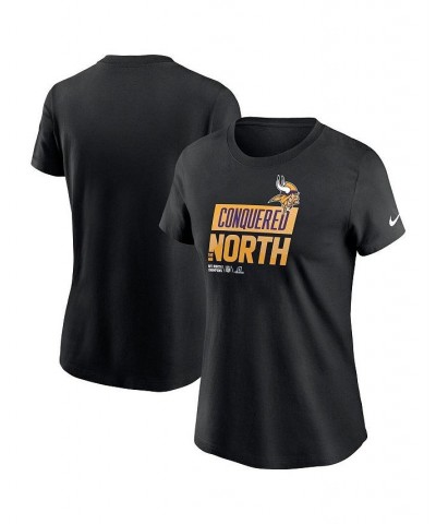 Women's Black Minnesota Vikings 2022 NFC North Division Champions Locker Room Trophy Collection T-shirt Black $24.50 Tops