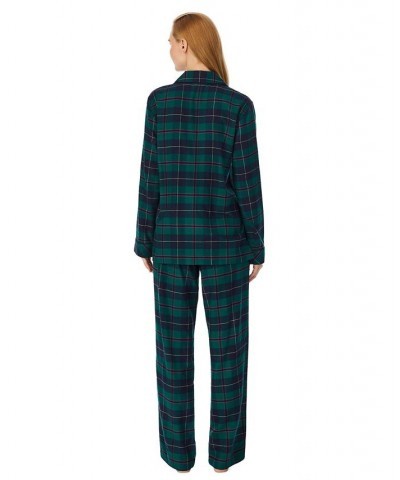 Women's Plaid Notched-Collar Pajamas Set Green $27.18 Sleepwear