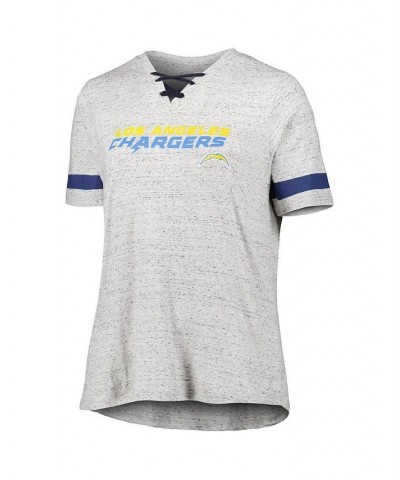 Women's Heather Gray Los Angeles Chargers Plus Size Lace-Up V-Neck T-shirt Heather Gray $25.00 Tops