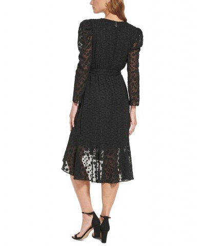 Women's Clip-Dot Tie-Waist Dress Black $36.85 Dresses