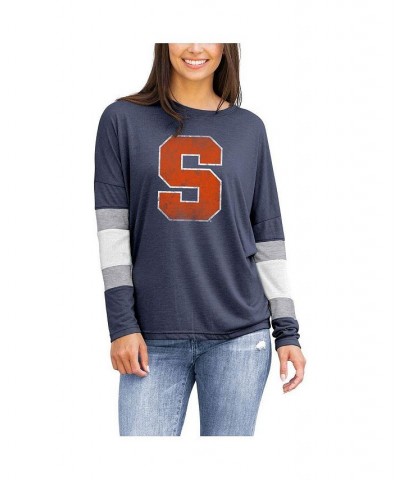 Women's Navy Syracuse Orange Swell Stripe Long Sleeve T-shirt Navy $27.55 Tops