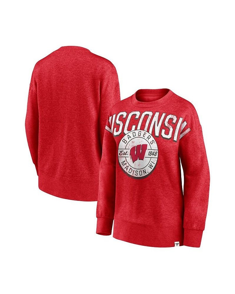 Women's Branded Heathered Red Wisconsin Badgers Jump Distribution Pullover Sweatshirt Heathered Red $26.00 Sweatshirts