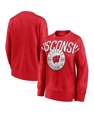 Women's Branded Heathered Red Wisconsin Badgers Jump Distribution Pullover Sweatshirt Heathered Red $26.00 Sweatshirts