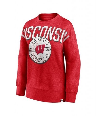 Women's Branded Heathered Red Wisconsin Badgers Jump Distribution Pullover Sweatshirt Heathered Red $26.00 Sweatshirts